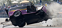 Best of BangShift 2010: Two Cars Smashing the Guardrail at the 2010 March Meet